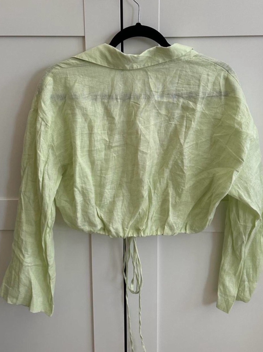 Zara Light Green Linen Crop Shirt - Size M - Worn Once - Picture 2 of 4